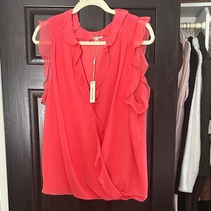 Max Studio | New with Tags | Vibrant Coral Ruffle Blouse | xl